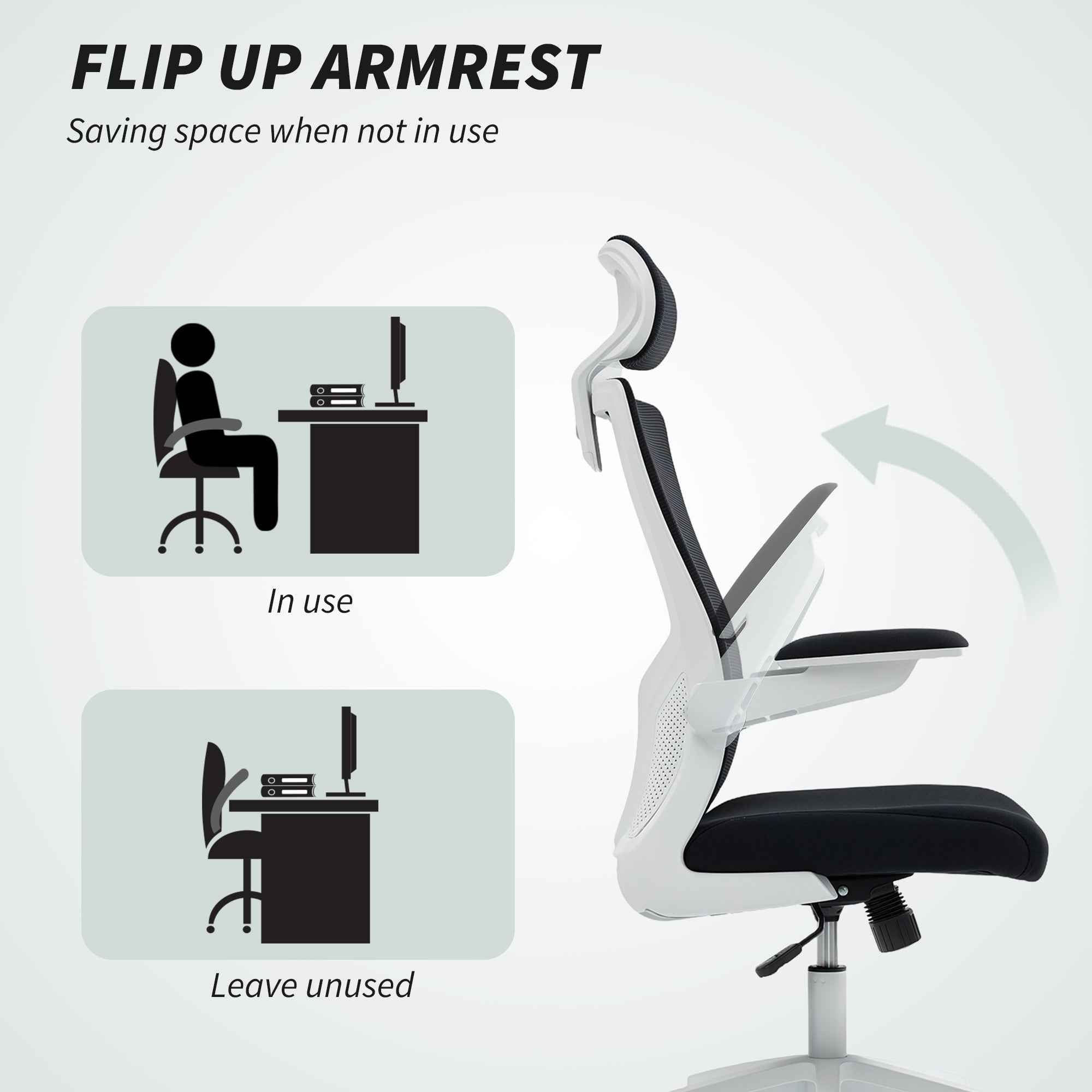 Andre Ergonomic Office Chair with 2D Lumbar Support and adjustable Headrest-Black/White