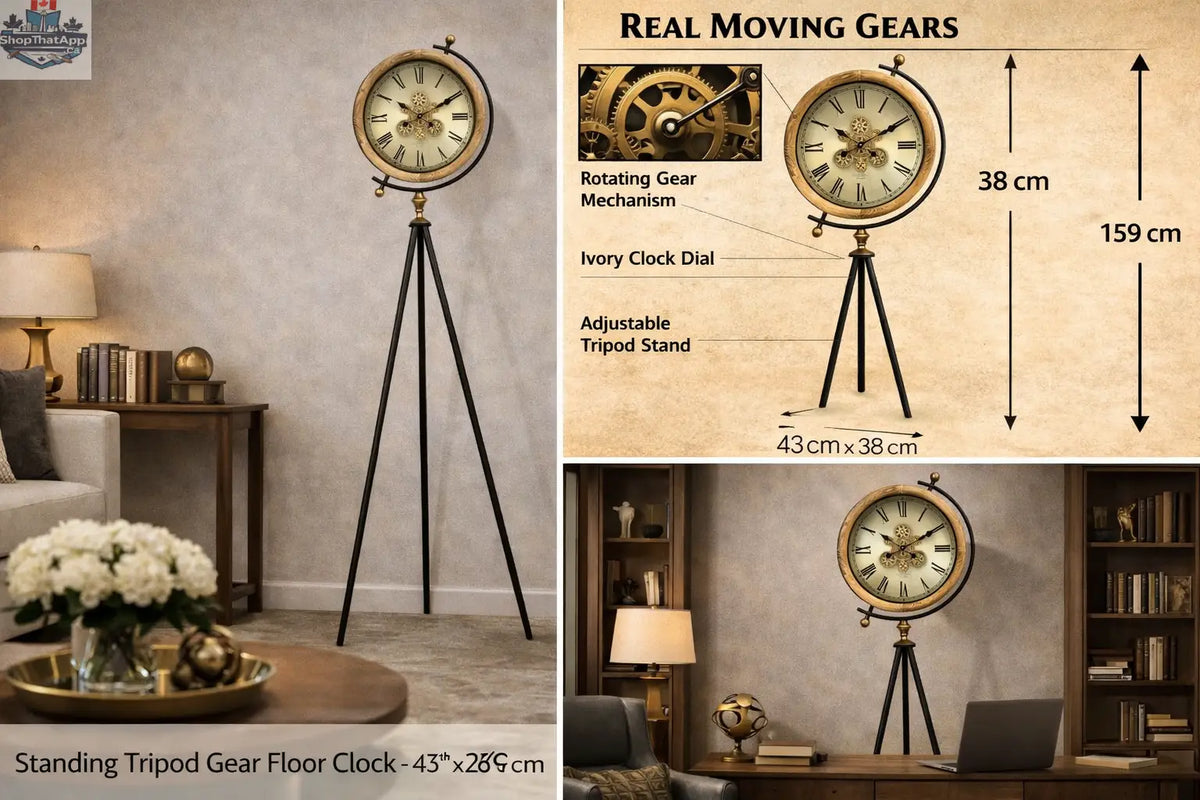 Auróra Tripod Gear Floor Clock - Shopthatapp.ca