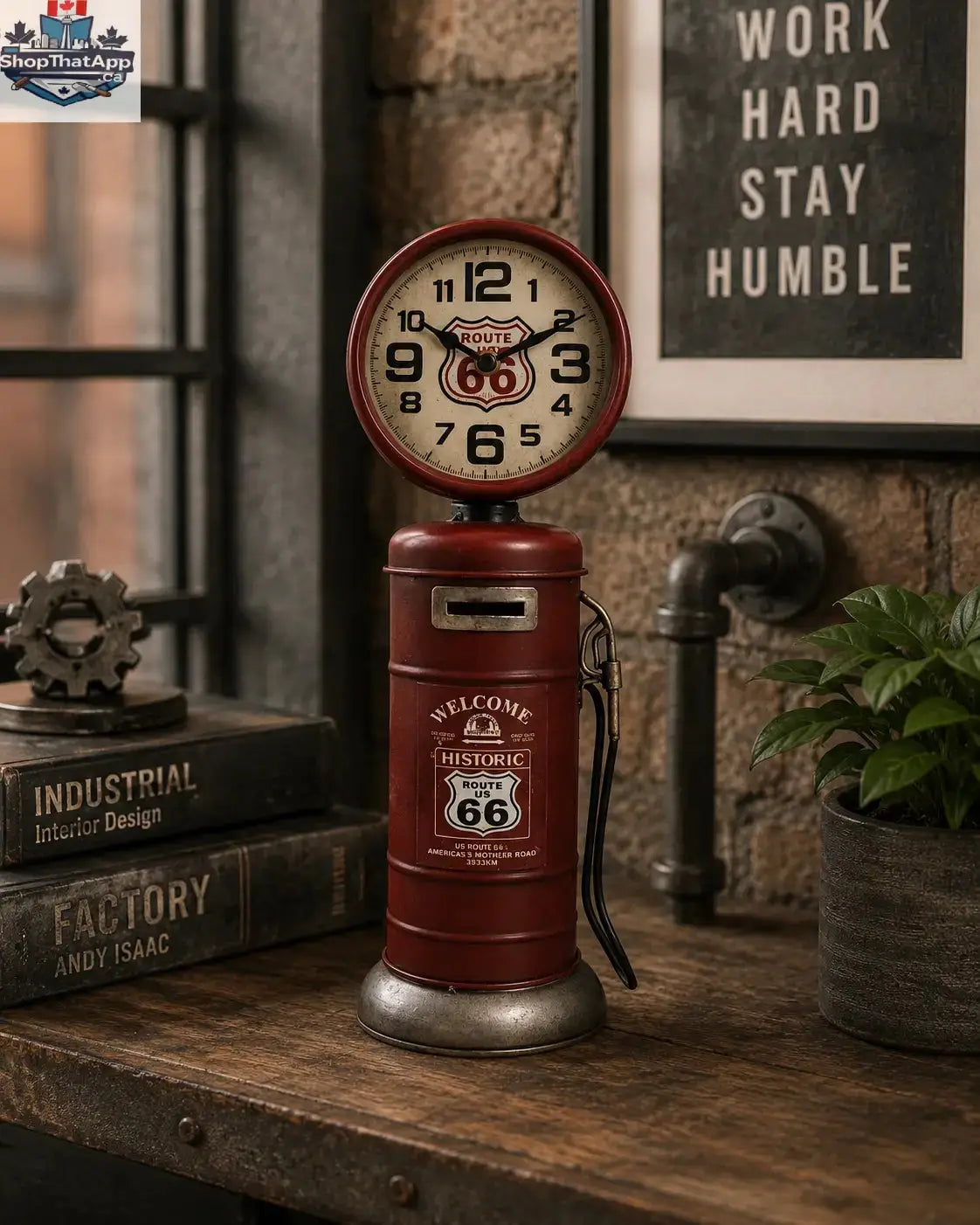 Vintage Route 66 Piggy Bank Clock: A Timeless Piece of Americana - Shopthatapp.ca