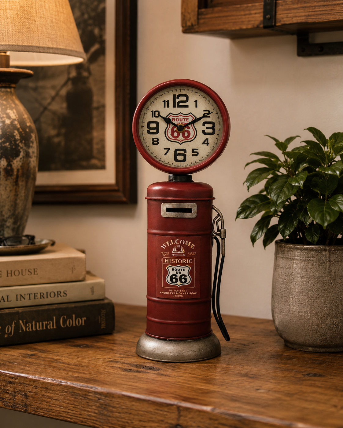 Vintage Route 66 Piggy Bank Clock: A Timeless Piece of Americana