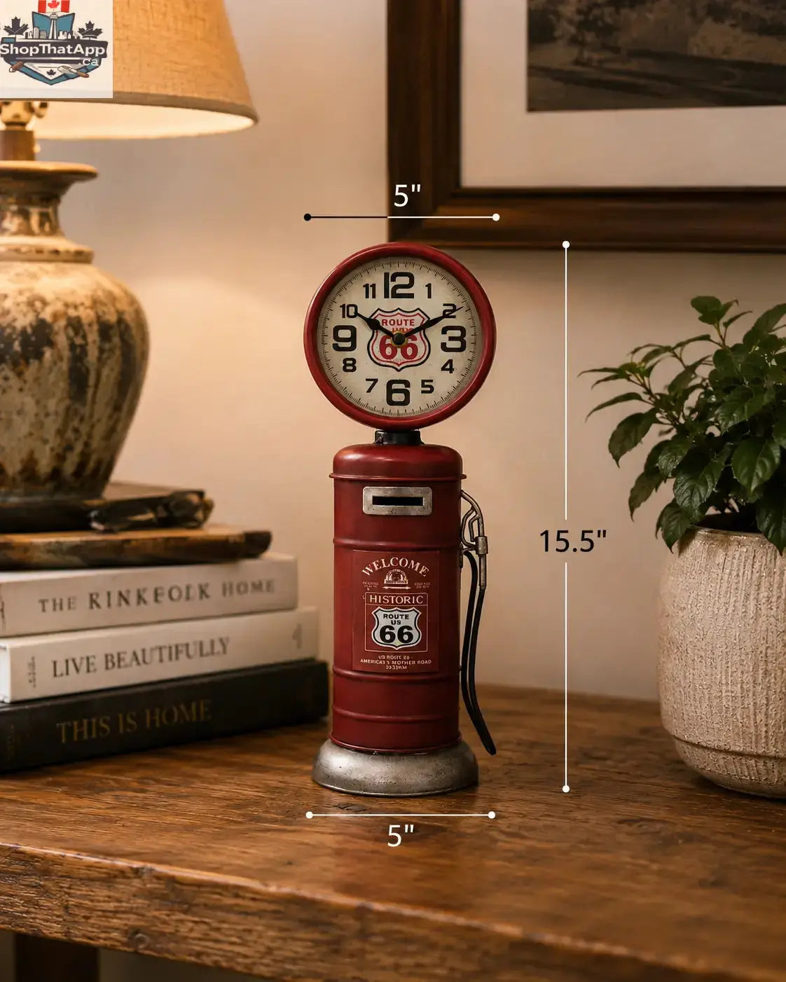 Vintage Route 66 Piggy Bank Clock: A Timeless Piece of Americana - Shopthatapp.ca