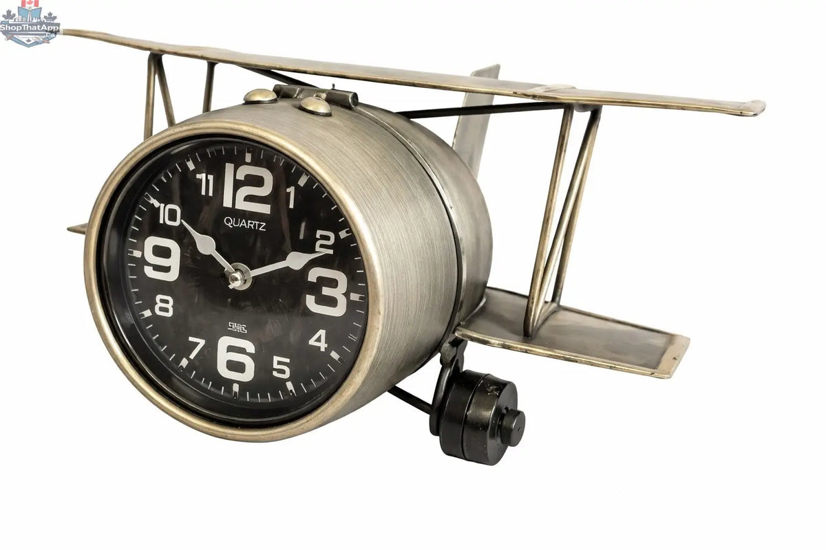 Vintage Airplane Table Clock - Elevate Your Space with Timeless Aviation Charm - Shopthatapp.ca