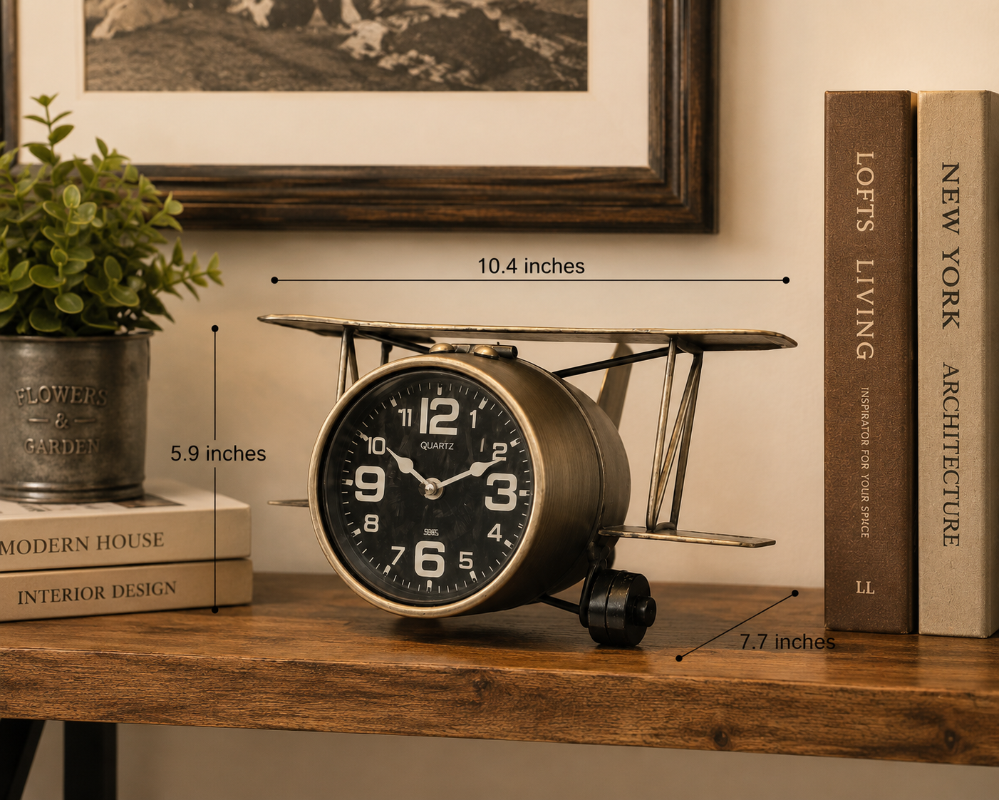Vintage Airplane Table Clock - Elevate Your Space with Timeless Aviation Charm