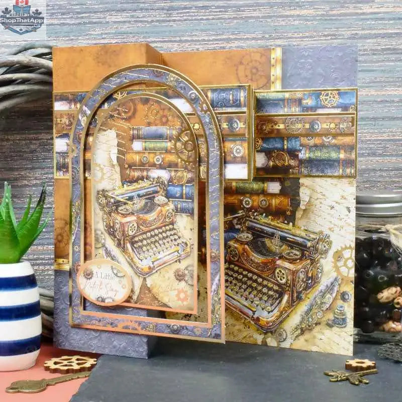 Precut 3D card toppers from Ecstasy Crafts' A Note to Say... Luxury Topper Set featuring clock and decorative designs.