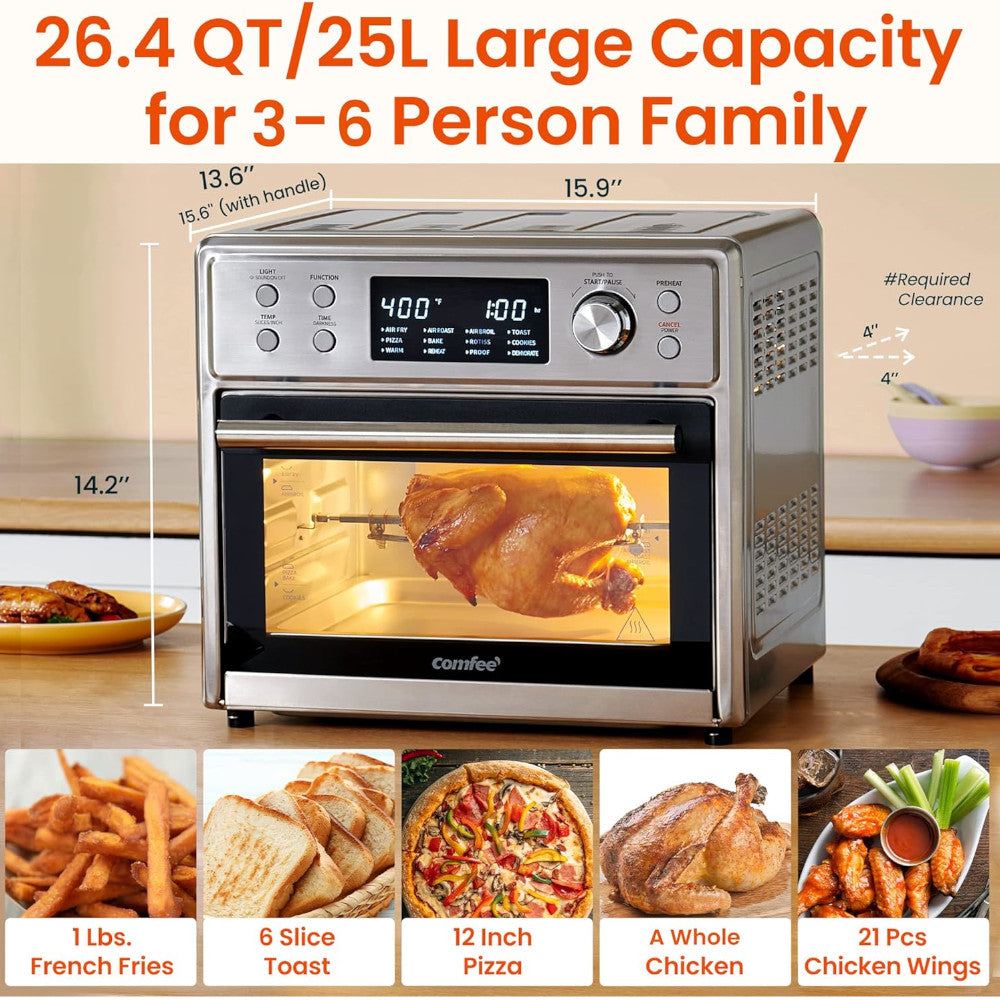 COMFEE CO-F25A1 12-in-1 Air Fryer Oven with Rotisserie - Blemished package with full warranty - Shopthatapp.ca