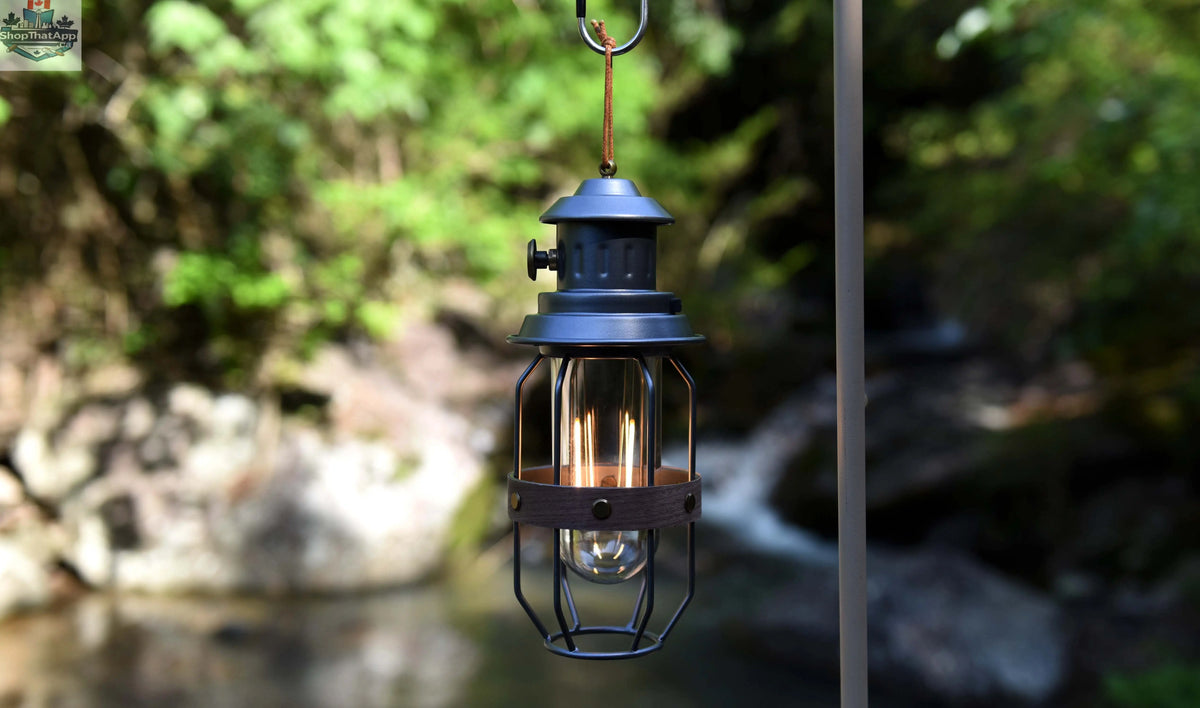 Illuminate Your Adventures with the Comet Vintage Grey Camping Lantern - Shopthatapp.ca