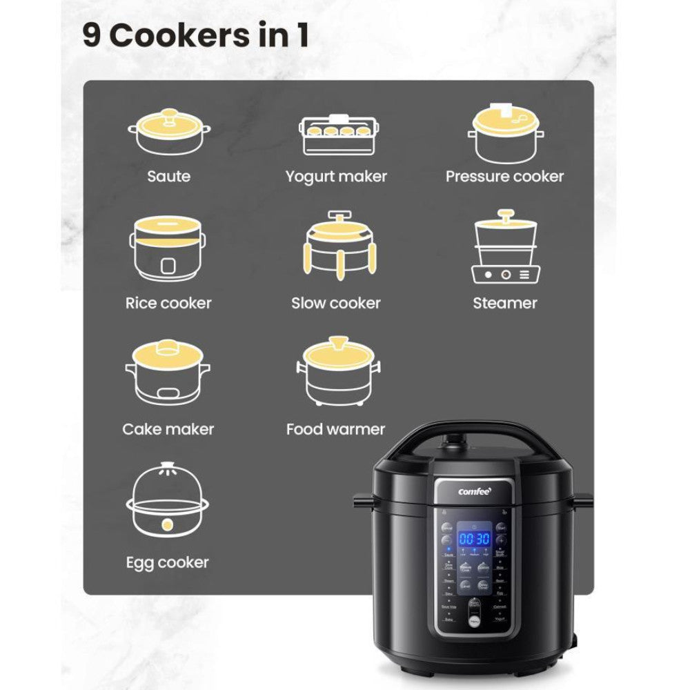 COMFEE CPC60D7ABB 9 in 1 Multi Pressure Cooker - Blemished package with full warranty - Shopthatapp.ca