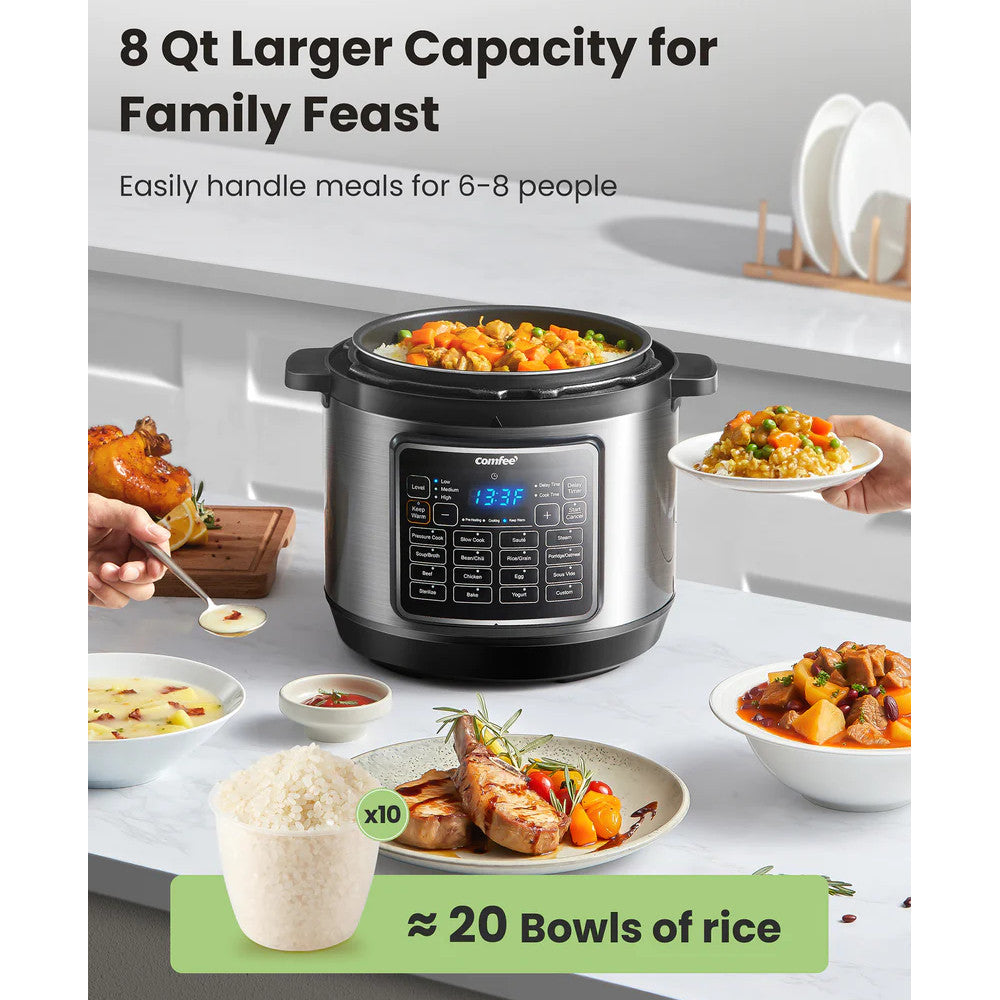 COMFEE CPC80D7ASB 8 Qt Electric Pressure Cooker - Blemished package with full warranty - Shopthatapp.ca