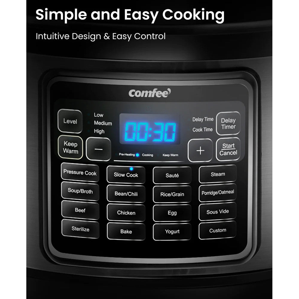 COMFEE CPC80D7ASB 8 Qt Electric Pressure Cooker - Blemished package with full warranty - Shopthatapp.ca