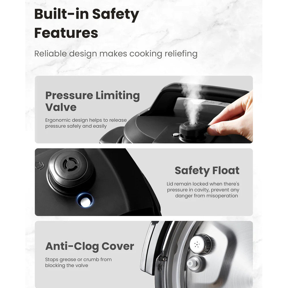 COMFEE CPC80D7ASB 8 Qt Electric Pressure Cooker - Blemished package with full warranty - Shopthatapp.ca
