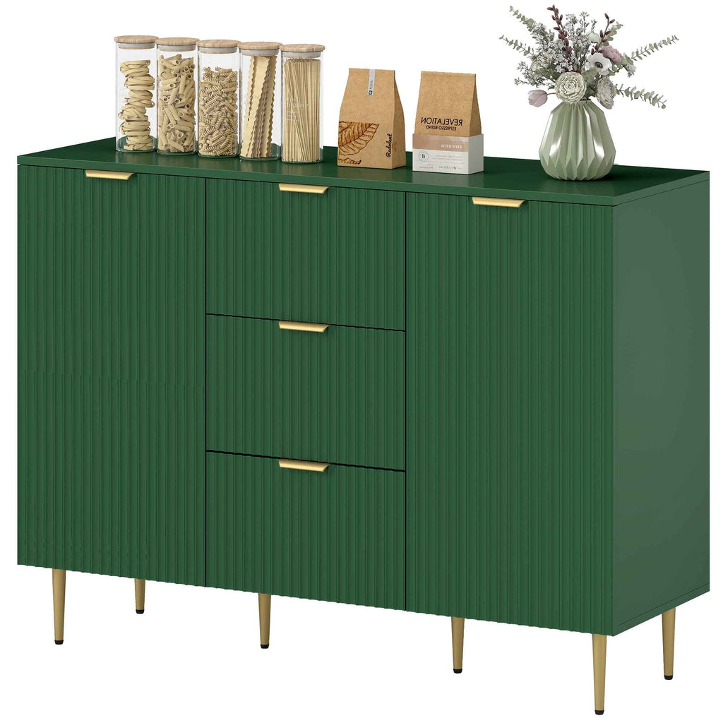 Ellis Modern Kitchen Buffet/Hallway Cabinet with 3 Drawers-Green
