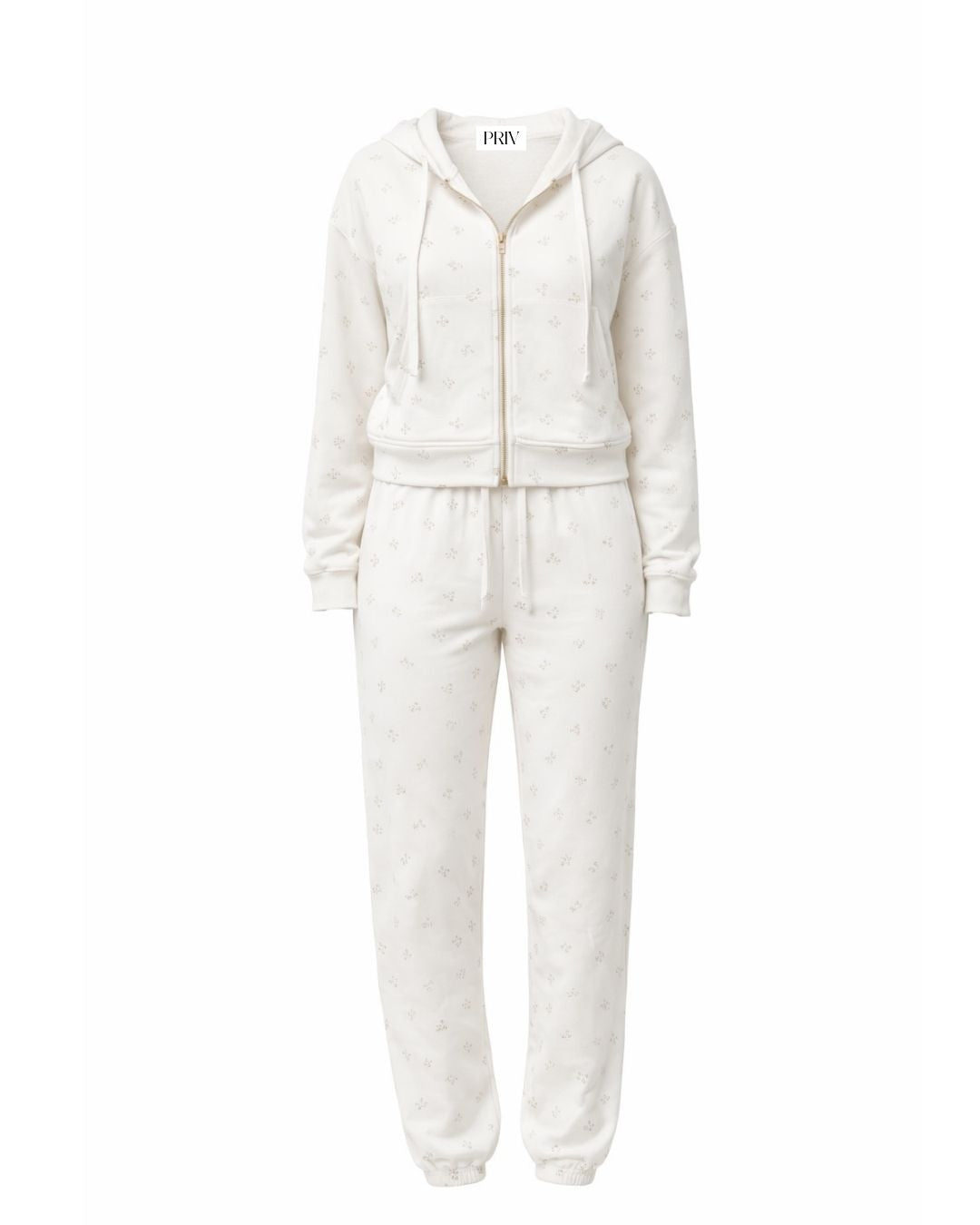 Camille Cotton Floral Zip Hoodie Jogger Set 2PC Leisure Outfit - Shopthatapp.ca