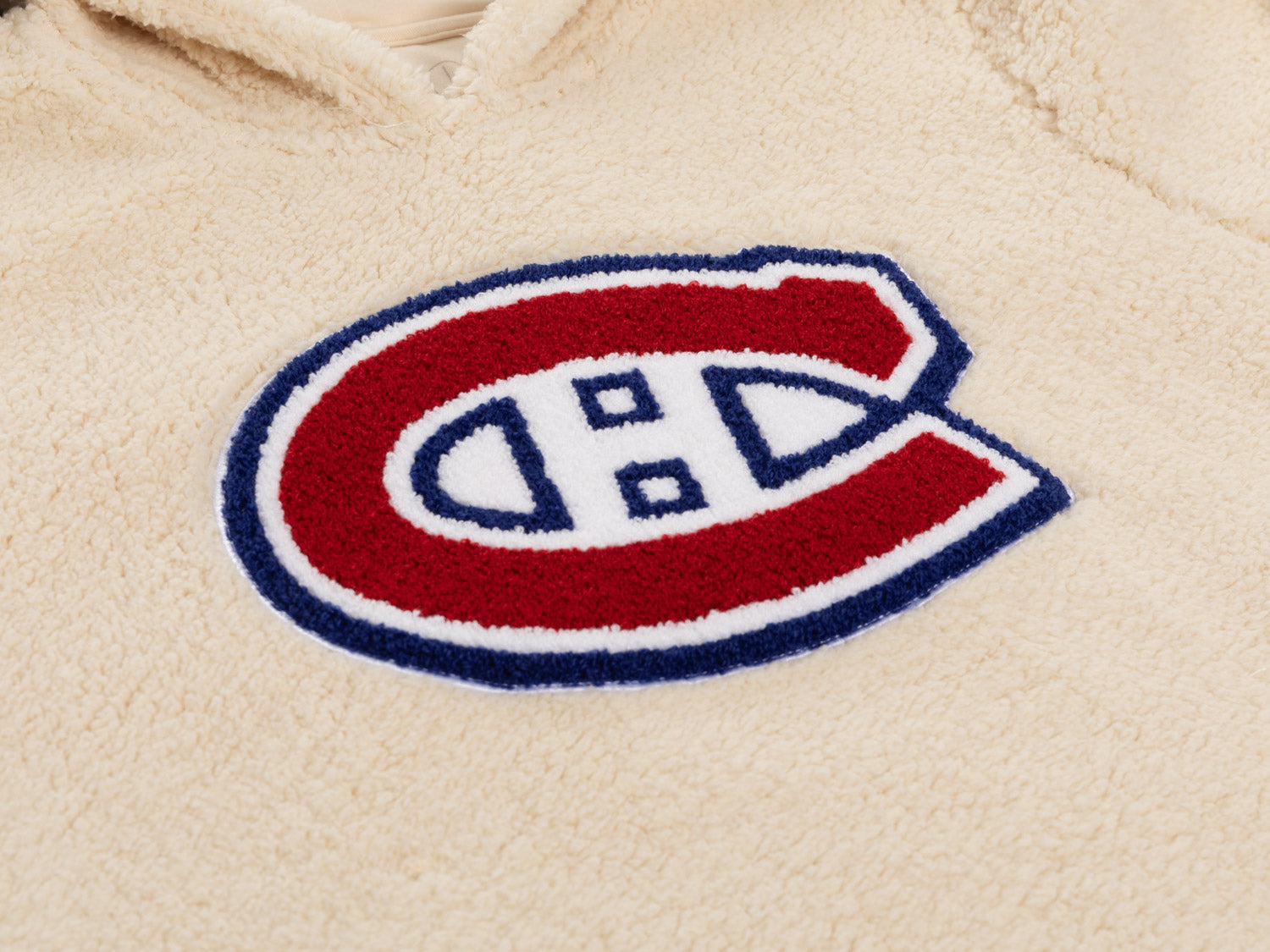 Montreal Canadians Ladies Sherpa Hoodie with Premium Chenille Logo - Shopthatapp.ca
