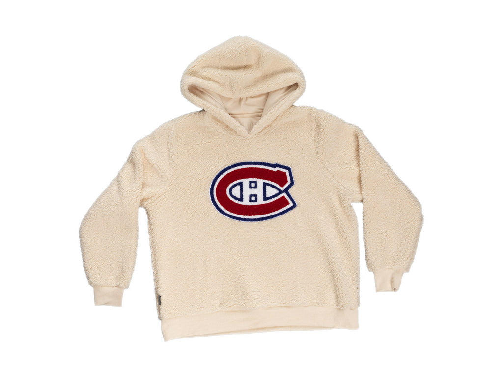 Montreal Canadians Ladies Sherpa Hoodie with Premium Chenille Logo - Shopthatapp.ca