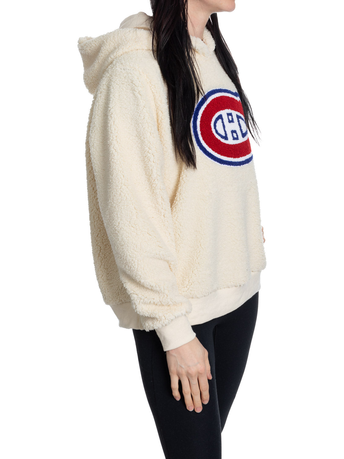Montreal Canadians Ladies Sherpa Hoodie with Premium Chenille Logo - Shopthatapp.ca