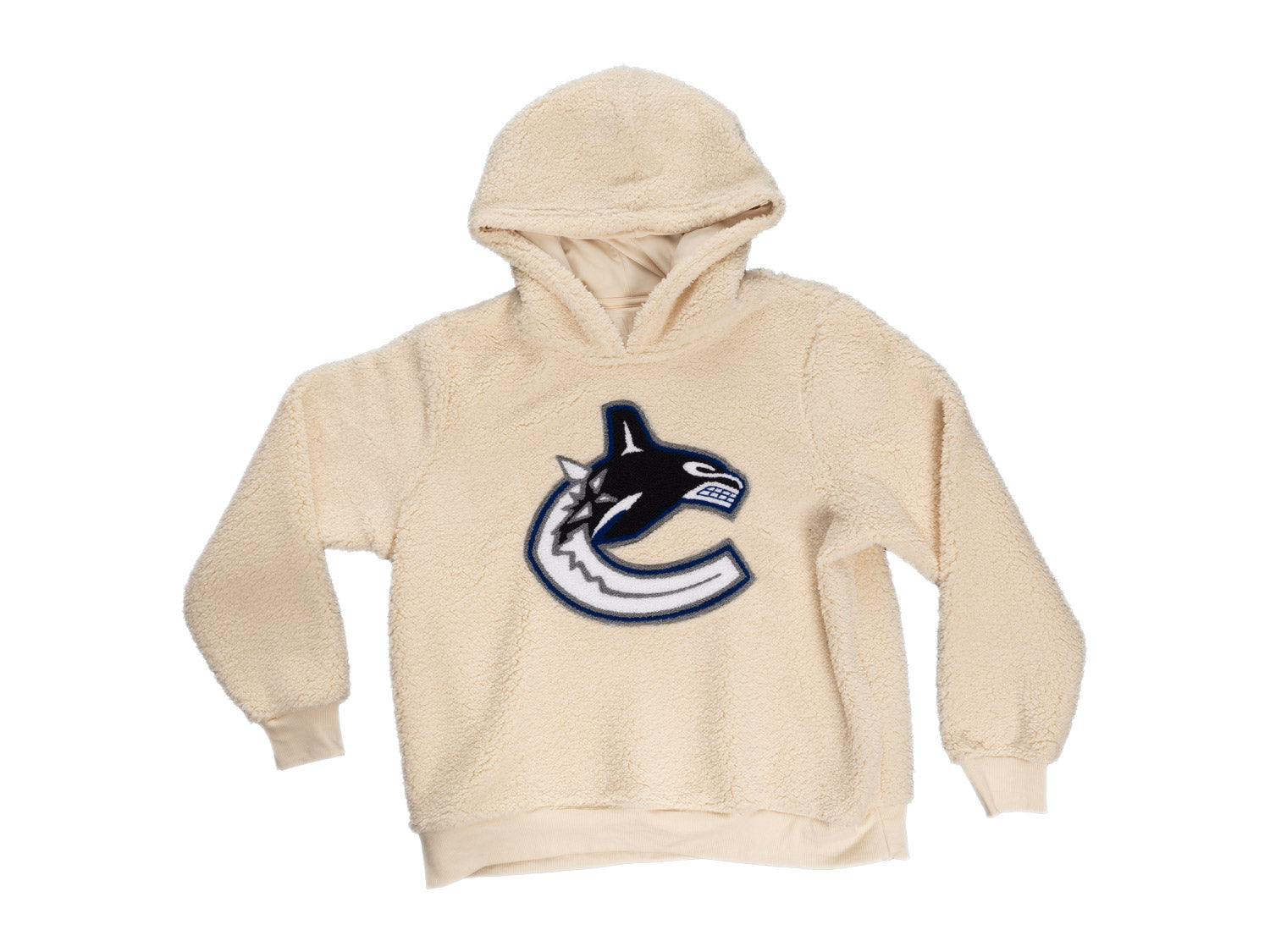 Vancouver Canucks Ladies Sherpa Hoodie with Premium Chenille Logo - Shopthatapp.ca
