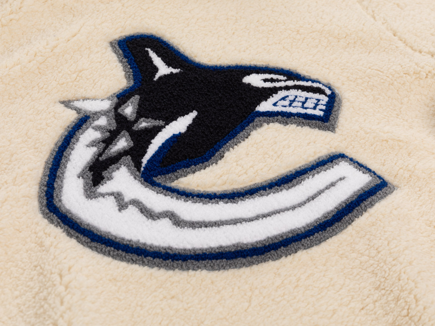 Vancouver Canucks Ladies Sherpa Hoodie with Premium Chenille Logo - Shopthatapp.ca