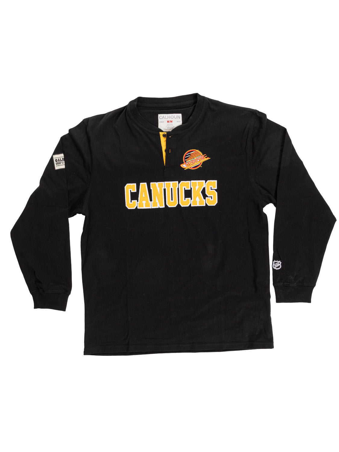 Retro Vancouver Canucks Long Sleeve Henley - Shopthatapp.ca