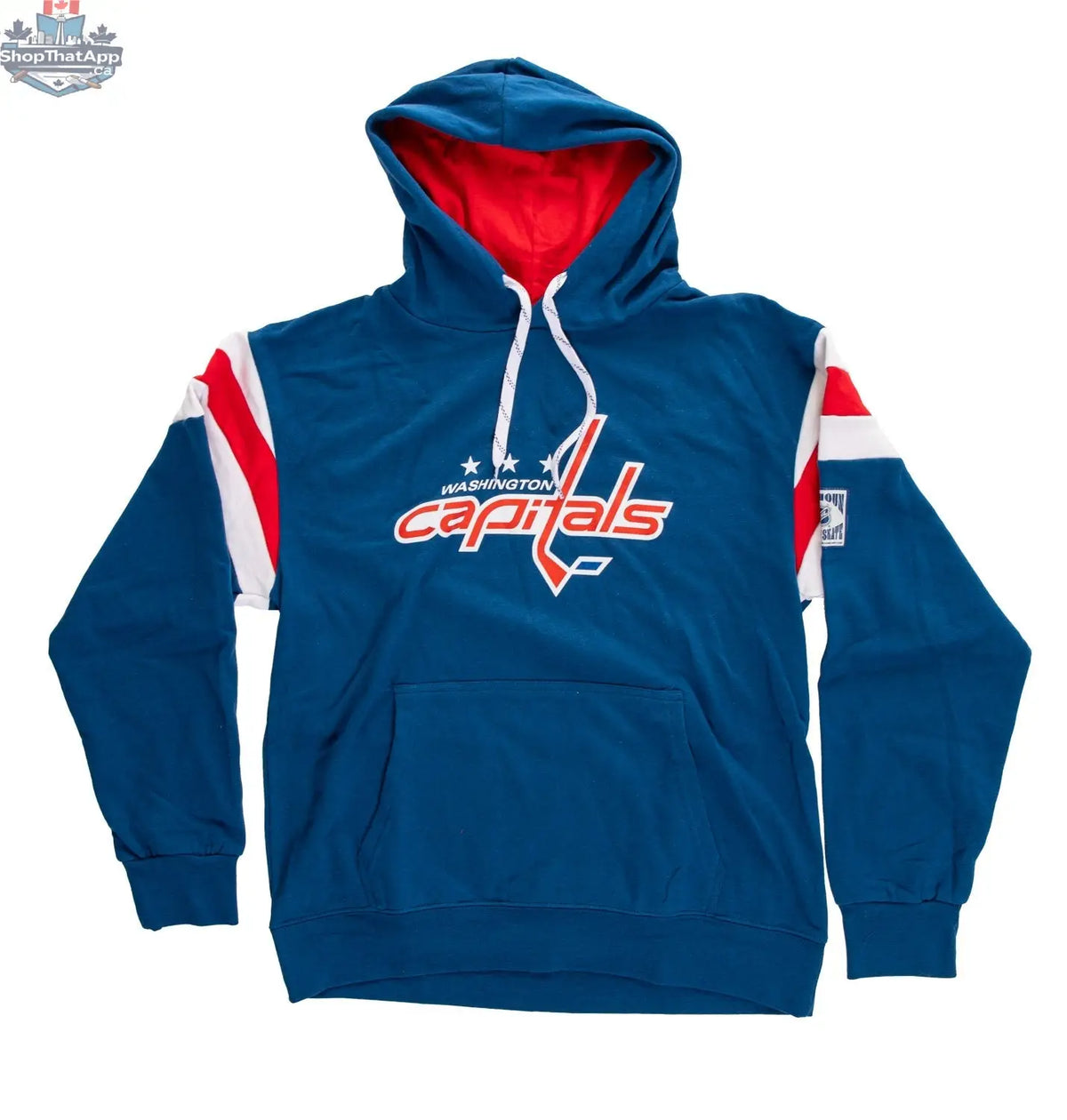 Washington Capitals varsity-style hoodie by Calhoun Surf N' Skate, featuring vintage team logo and classic hoodie design.