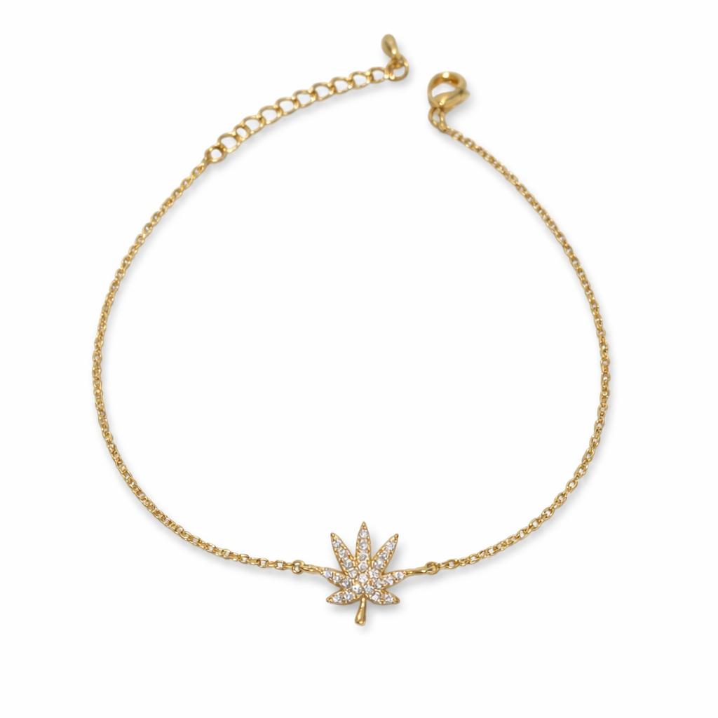 18K GOLD CANNABIS LEAF BRACELET - Shopthatapp.ca