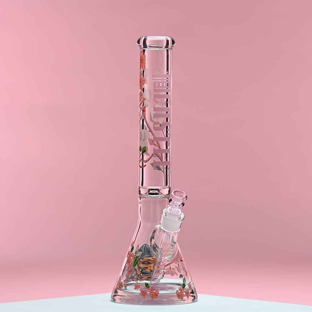 16" Cherry Blossom Beaker Bong - 9mm Thick Glass