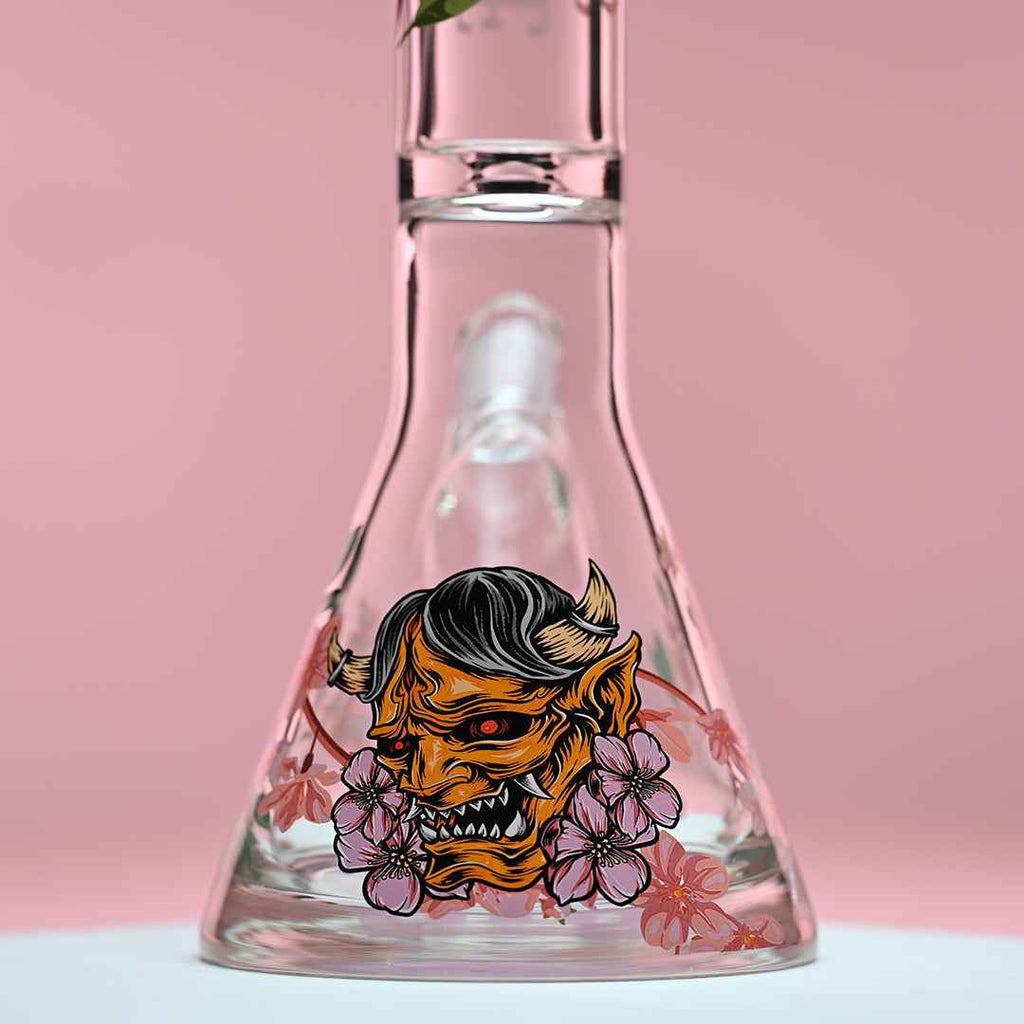 16" Cherry Blossom Beaker Bong - 9mm Thick Glass