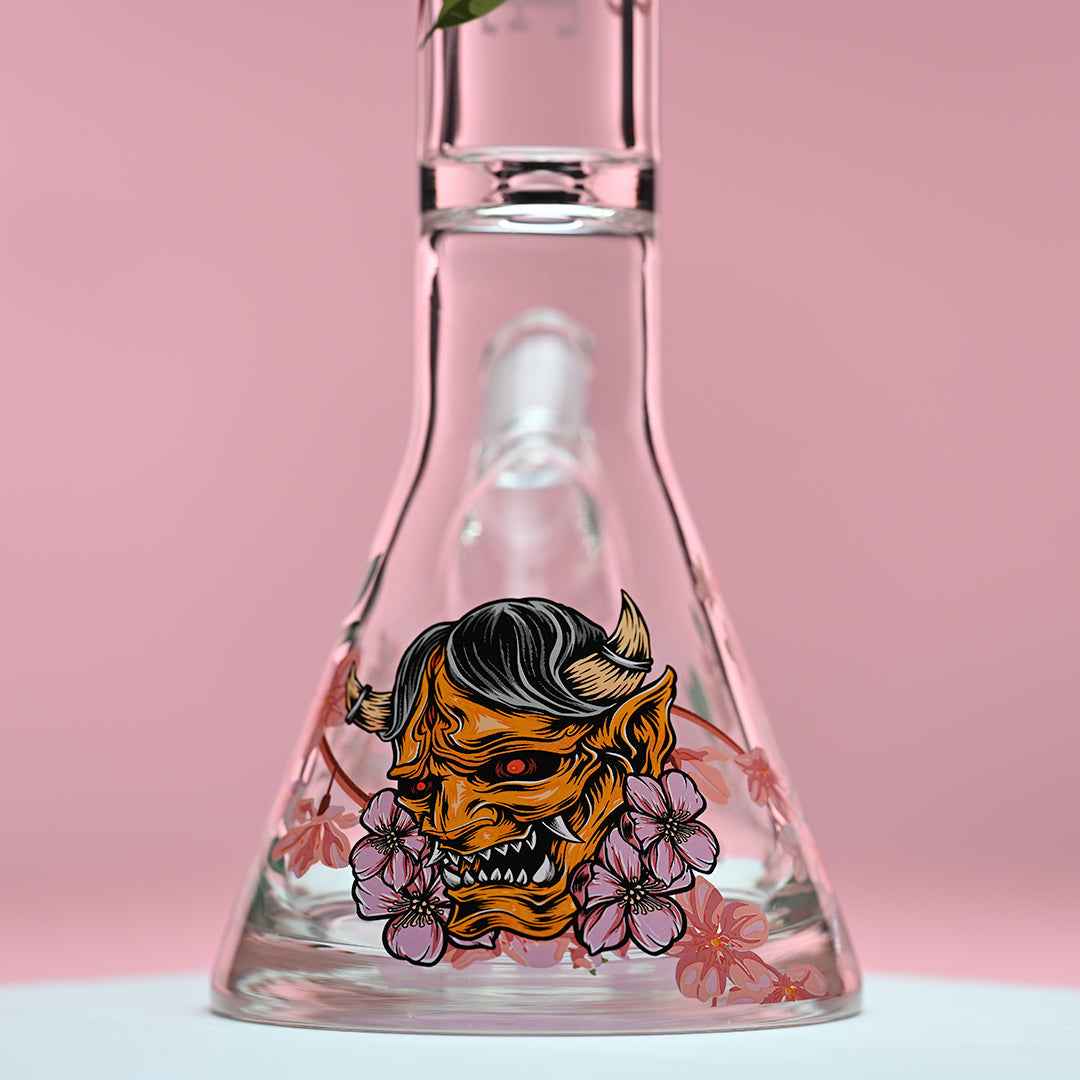 16" Cherry Blossom Beaker Bong - 9mm Thick Glass