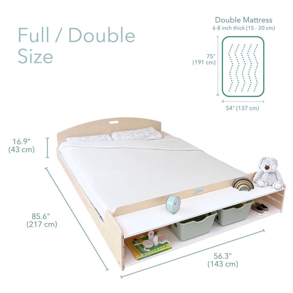 CHERRY FULL - Montessori Floor Bed with Shelves - Shopthatapp.ca