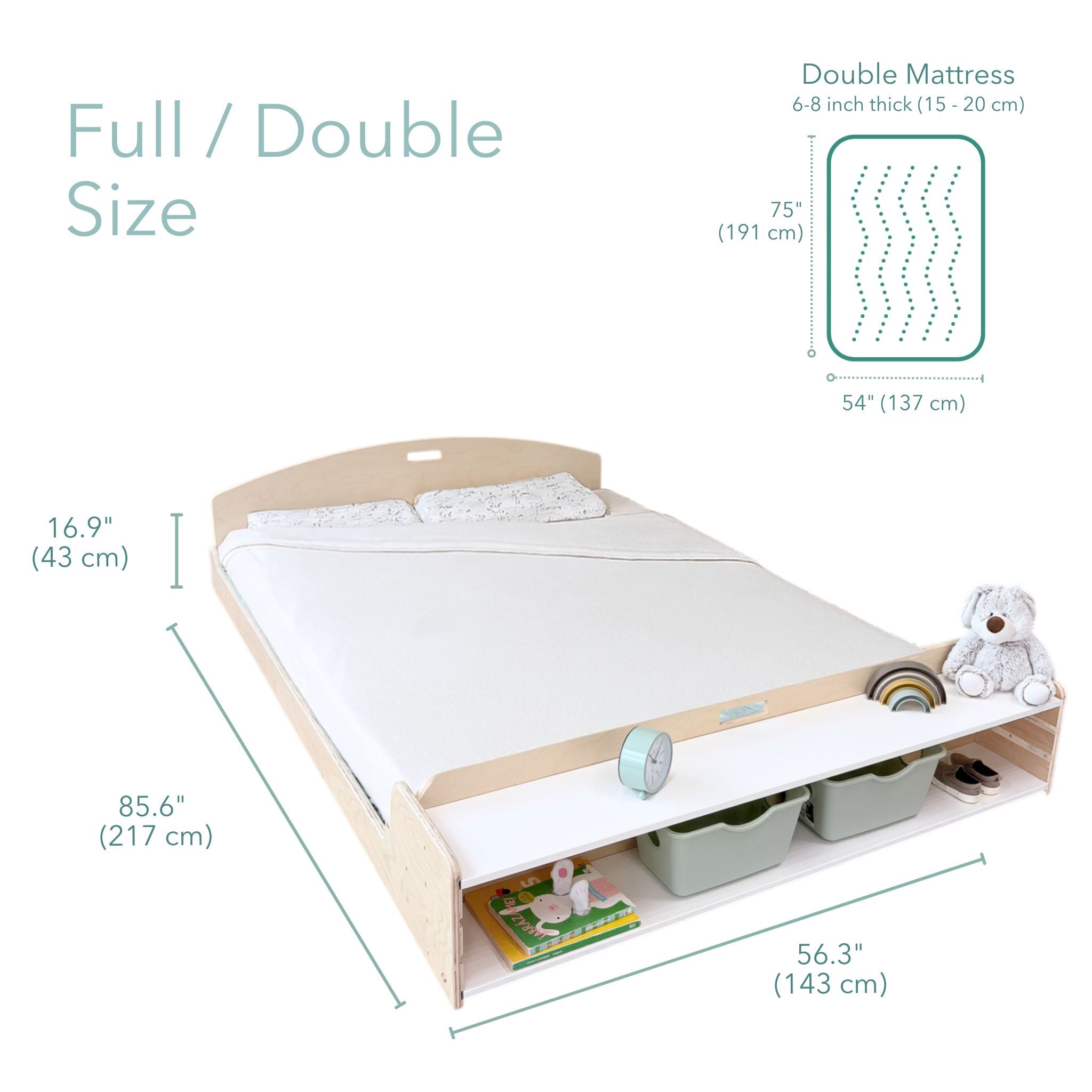 CHERRY FULL - Montessori Floor Bed with Shelves - Shopthatapp.ca