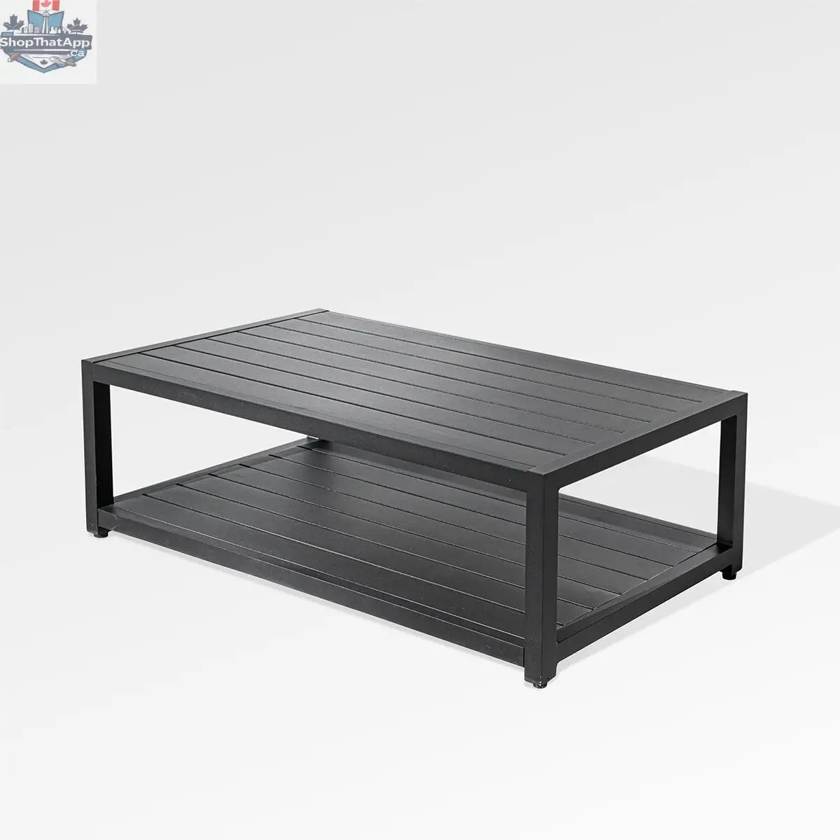 Modern black aluminum coffee table from Enclover with sleek, stylish design, perfect for contemporary living rooms.