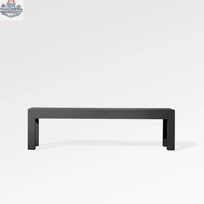 Black aluminum dining bench from Enclover's Chestnut Lux collection, featuring a sleek modern design with a sturdy frame.
