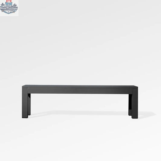 Black aluminum dining bench from Enclover's Chestnut Lux collection, featuring a sleek modern design with a sturdy frame.