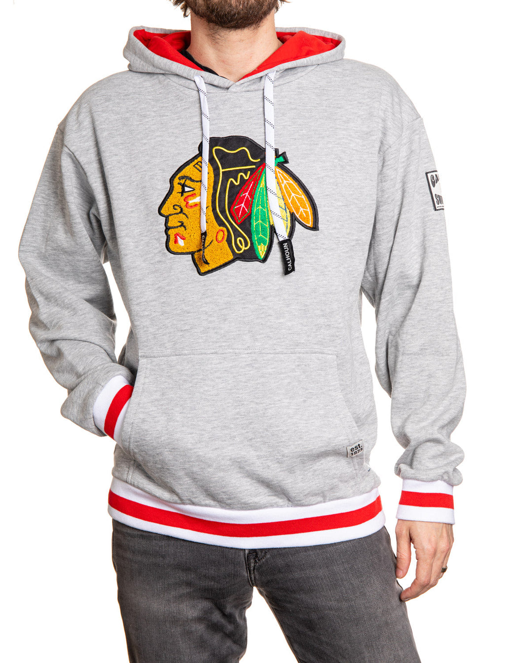 Chicago Blackhawks "Muskoka Style" Premium Chenille Woven Logo Hoodie - Shopthatapp.ca
