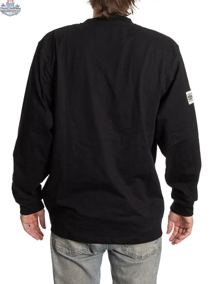 Chicago Blackhawks long sleeve henley shirt by Calhoun Surf N' Skate, featuring team logo and back design.