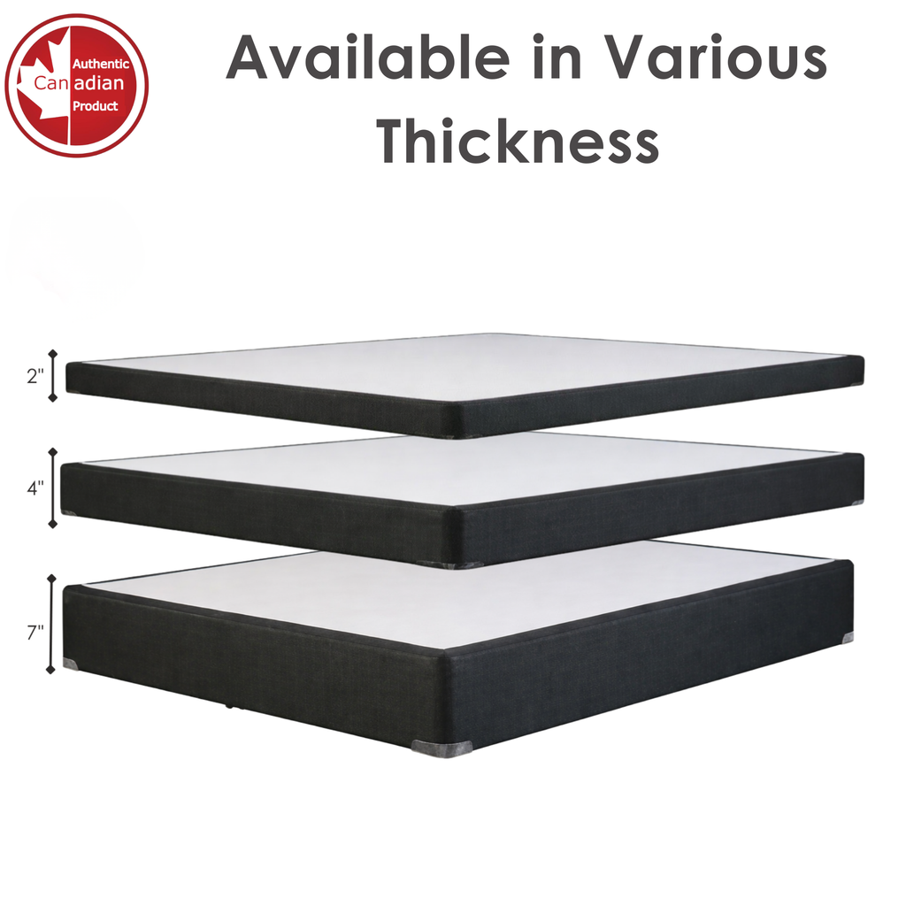 UltraFlex® Premium Solid Wood Box Spring Mattress Foundation 4" Low Profile - Twin, Double, Queen, King | Premium Heavy Duty Mattress Base, No Assembly Required, Compatible with All Mattress Types- Made in Canada - Shopthatapp.ca