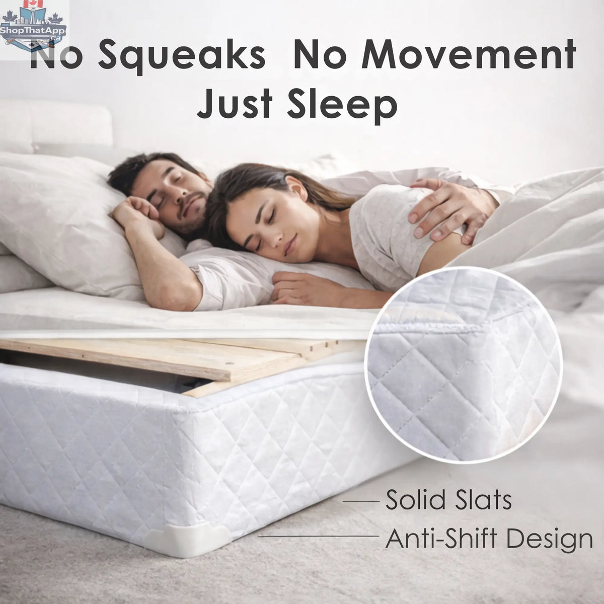 UltraFlex® EcoZen Mattress set with organic bamboo cover, cooling gel, reversible design, and boxspring on a modern bed frame.
