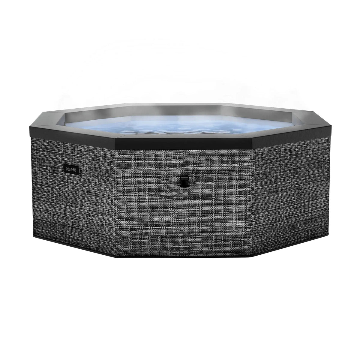 Zoppinh Wave Como 6-person eco foam hot tub with octagon shape and built-in integrated heater, showcasing the full size and interior.