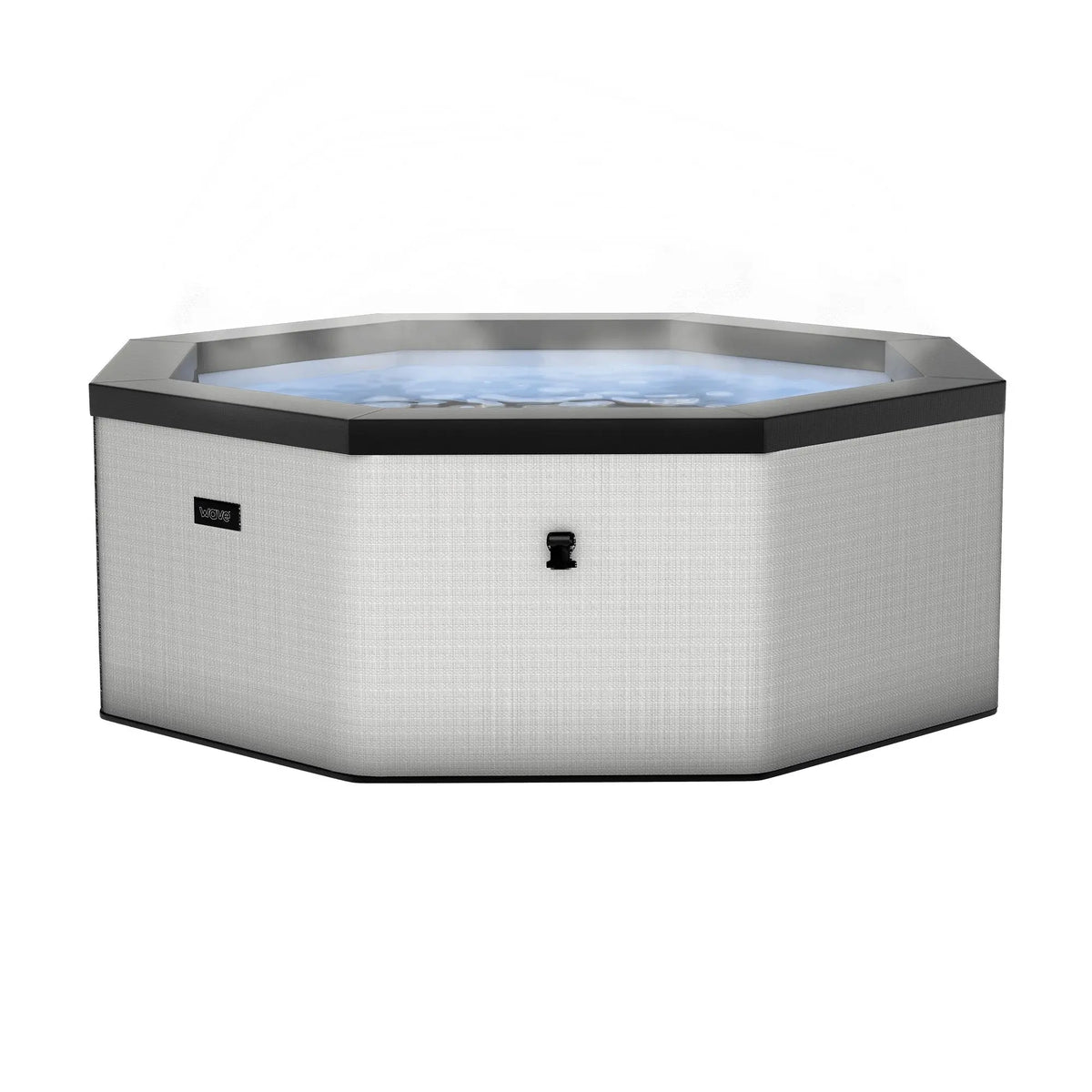 Zoppinh Wave Como 6-person eco foam hot tub with octagon shape and built-in integrated heater, shown in graphite color.