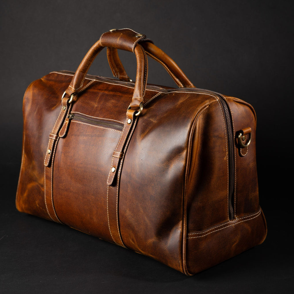 The Wayfarer Bag - Cognac Classic Full-Grain Leather Duffle Bag - Www.Shopthatapp.ca