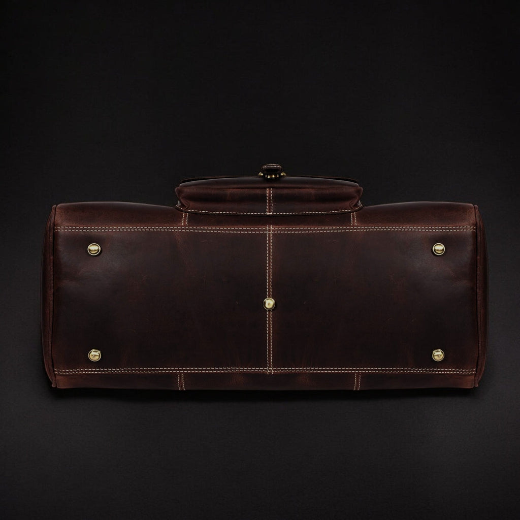 The Voyager Duffle - Brown Full-Grain Distressed Leather Duffle Bag - Www.Shopthatapp.ca