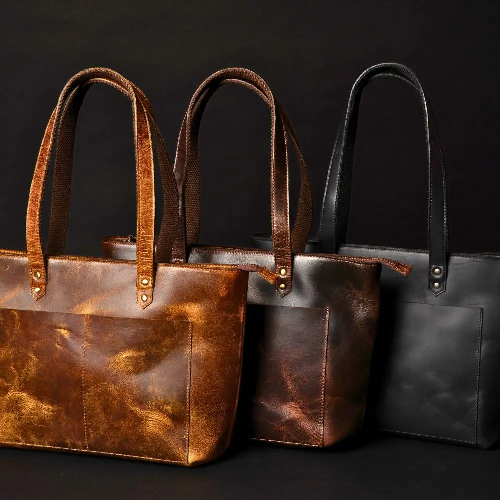 NAB Leather classic brown leather tote bag with sturdy handles and spacious interior for everyday use and versatile style.