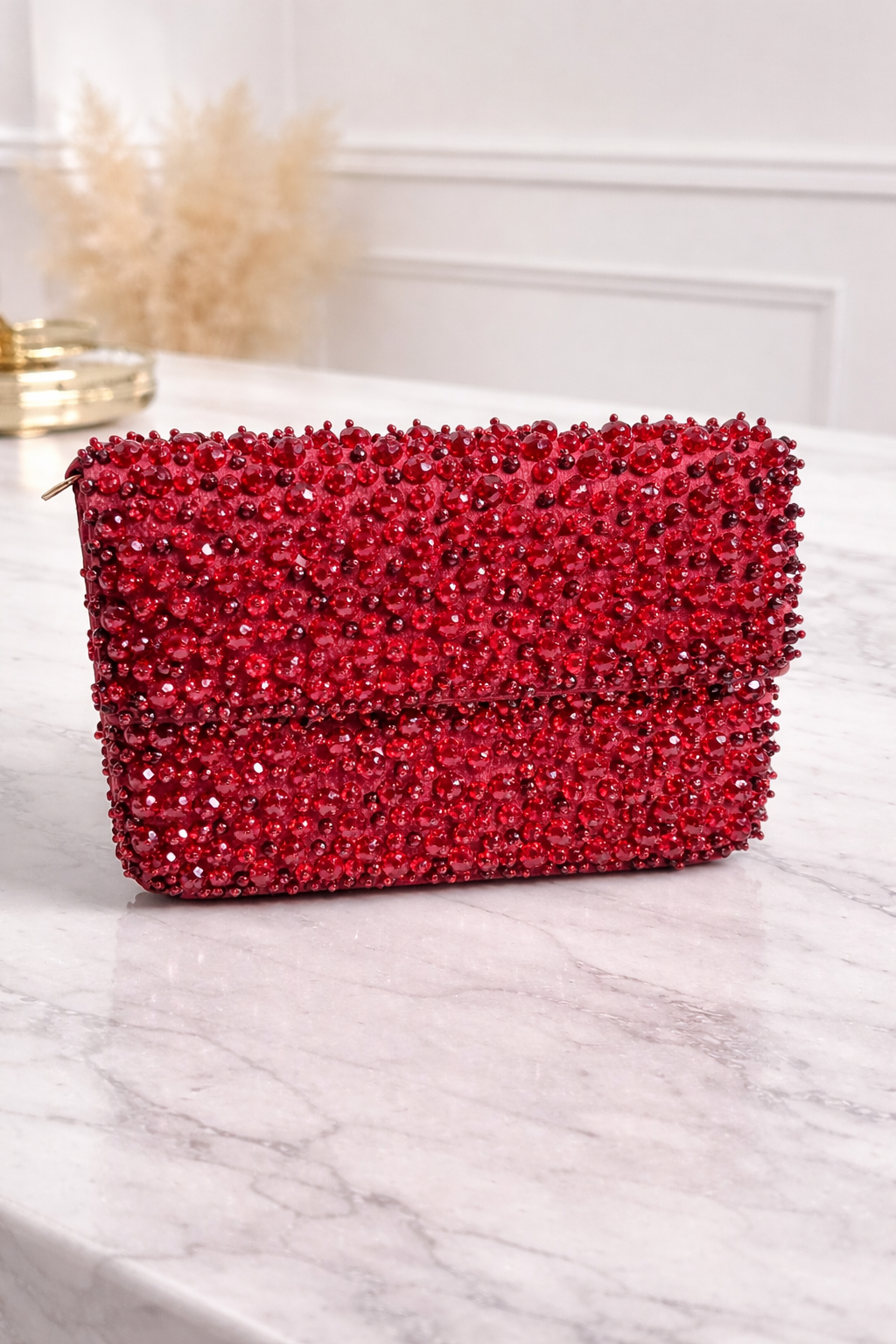 Elevate Your Style with the Ruby Royale Crystal Evening Bag