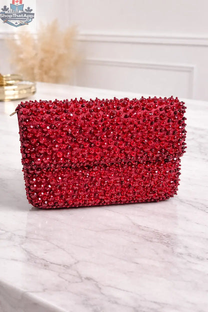 Elevate Your Style with the Ruby Royale Crystal Evening Bag - Shopthatapp.ca