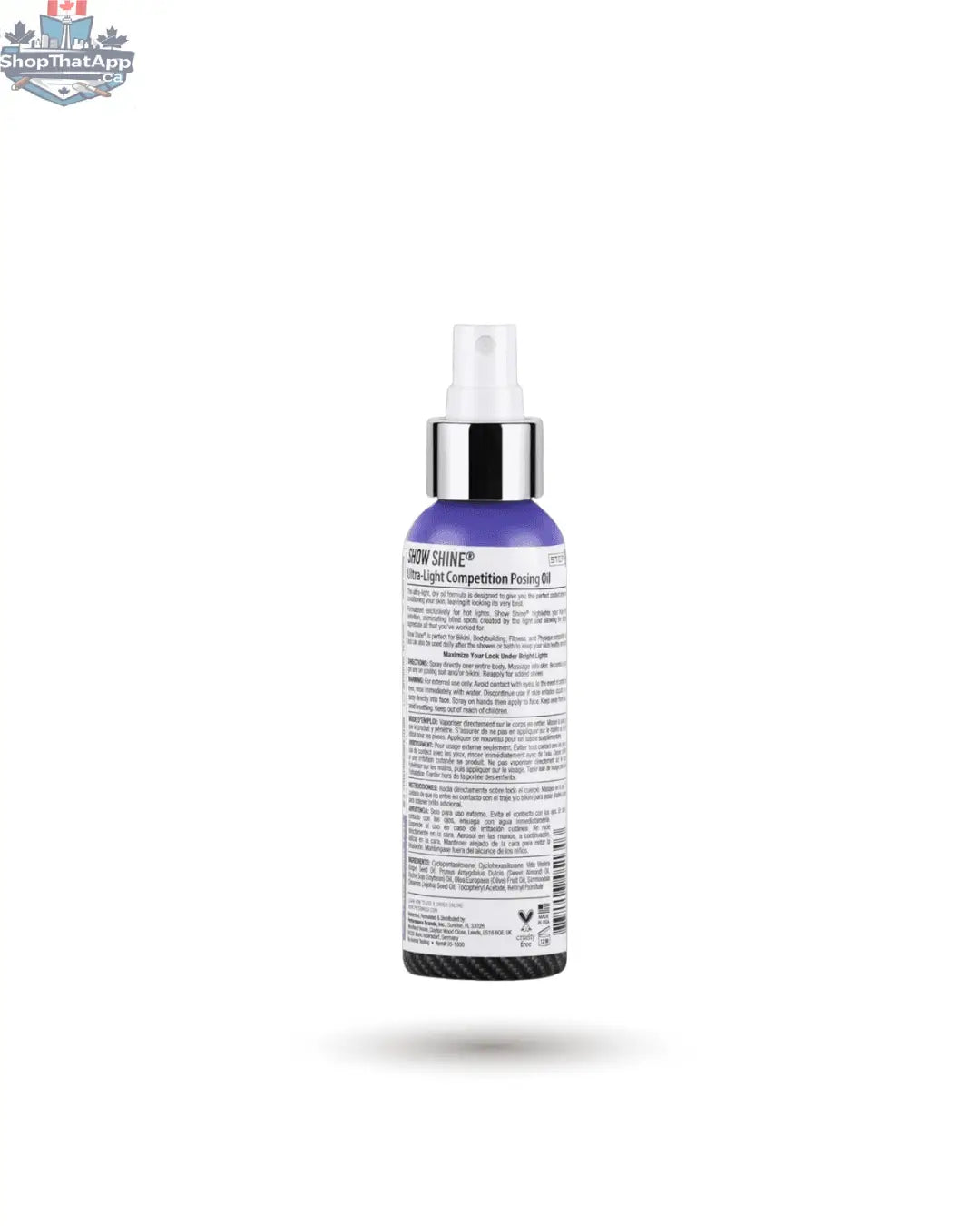 Pro Tan Show Shine Posing Oil by BulkBully Supplements, a smooth, shiny oil for competitors' stage presentation.