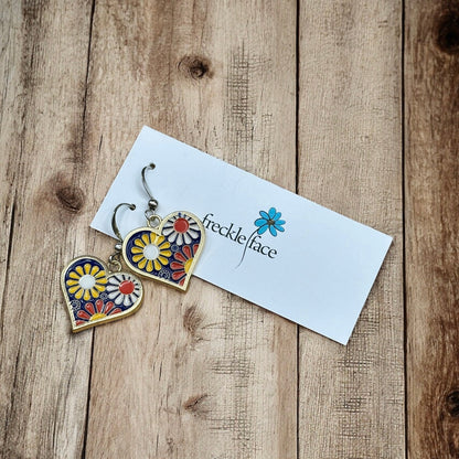 Retro Flower Power Earrings – Colorful Enamel Dangles, Hypoallergenic & Lightweight - Shopthatapp.ca