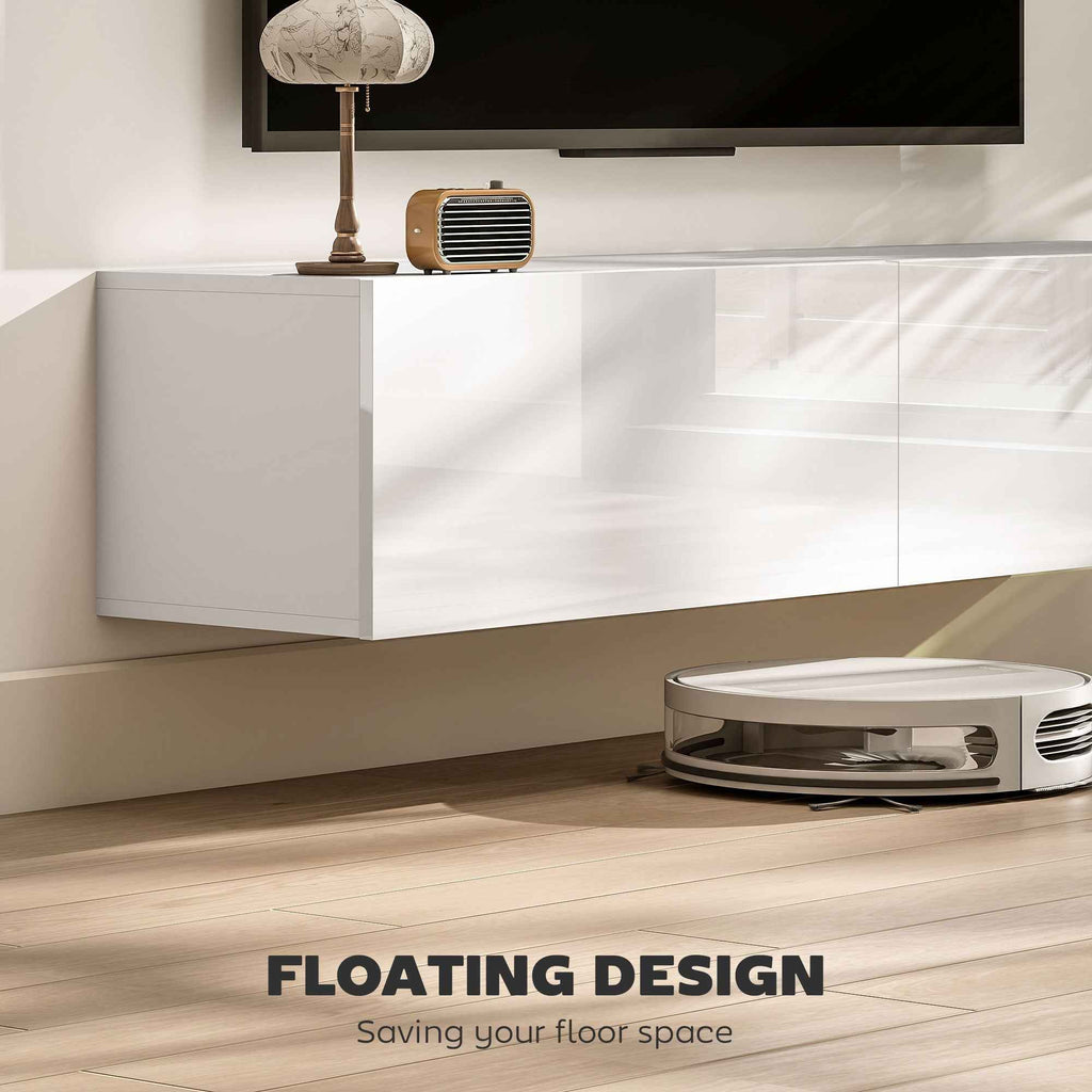 Hunter Floating TV Stand with Storage Cupboards for TVs up to 65 Inches-White