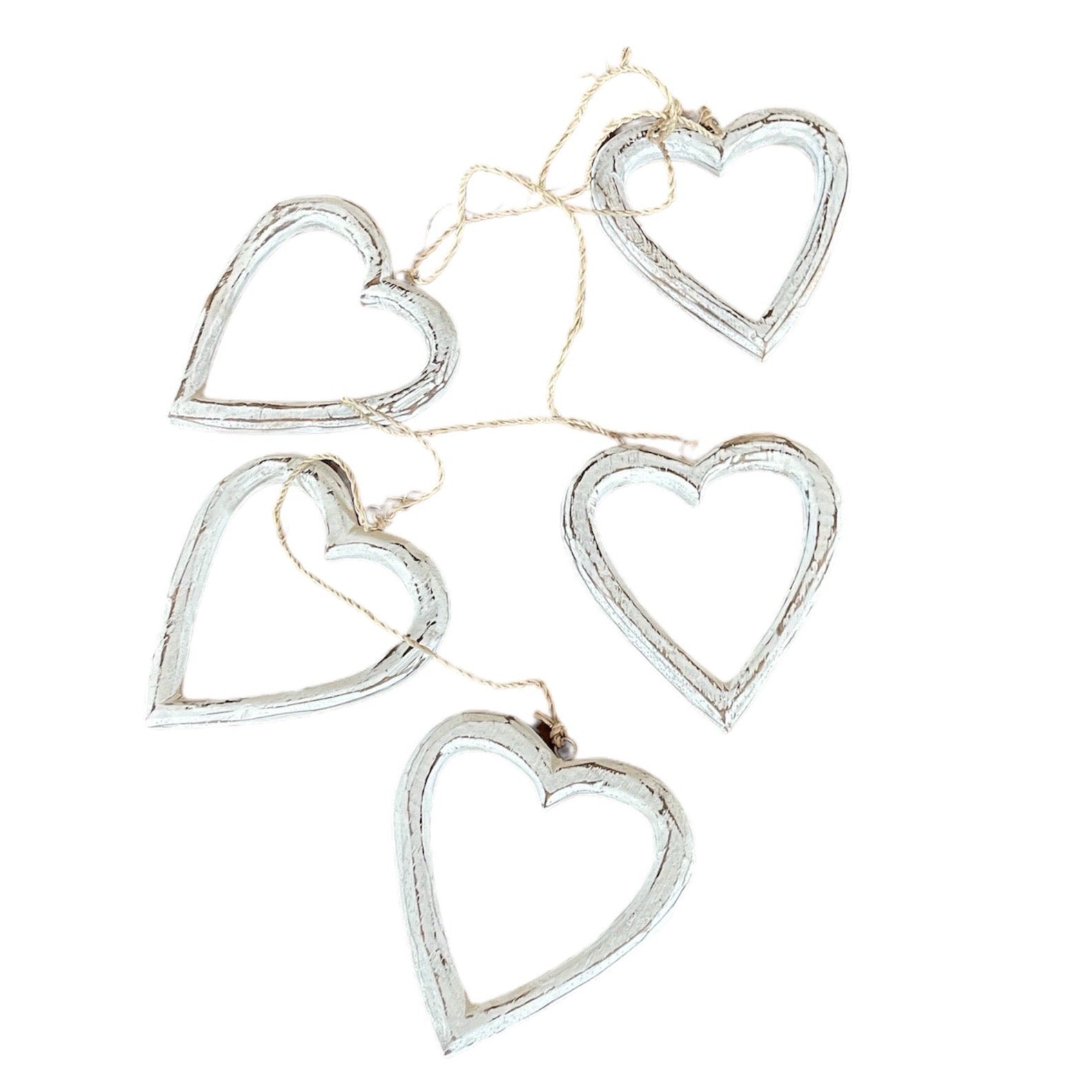 Hanging Wooden Heart Decorations - Beautiful String of Open Wooden Hearts - Shopthatapp.ca