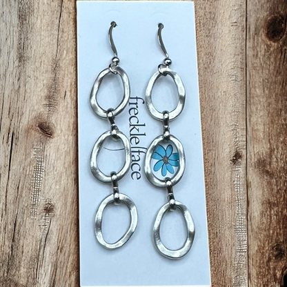 Wavy Hoop Drop Earrings – Matte Silver Asymmetrical Hoops, Hypoallergenic - Shopthatapp.ca