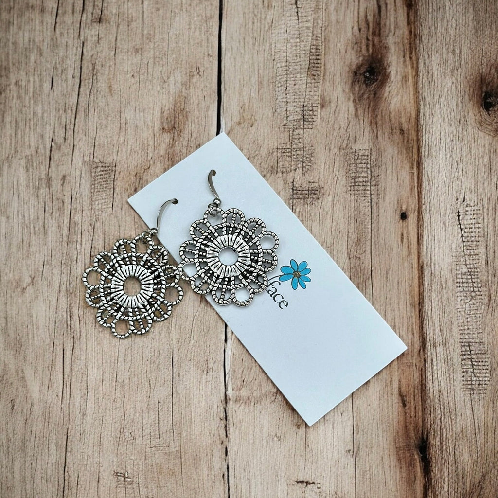 Lace Earrings with Textured Design for Stylish Elegance