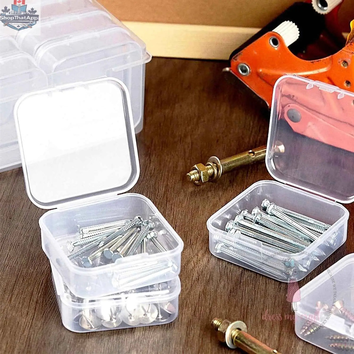 Ecstasy Crafts Dress My Craft 12-in-1 Slimline Storage Box for craft supplies, showing multiple compartments for organizing small items.